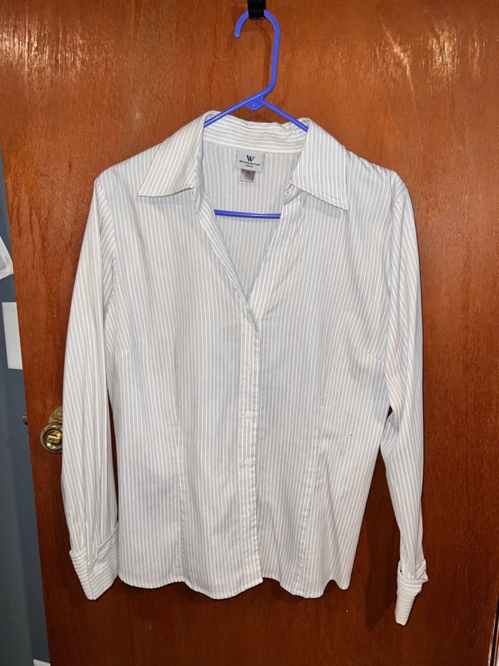 Worthington White Shirt with Black Pinstripes